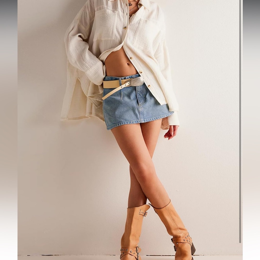 NWT Amazon- Denim Mini Skirt for Women Low Waisted Jean Micro Skort - Picture 4 of 4